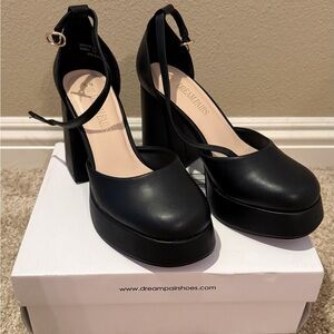 Dream Pairs Black Platform Ankle-Strap Block Heels